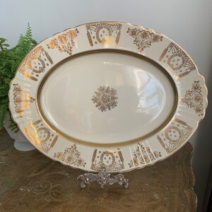 Beautiful Ivory and Gold Serving Platter | Myott Son and Co | Made In England | Vintage