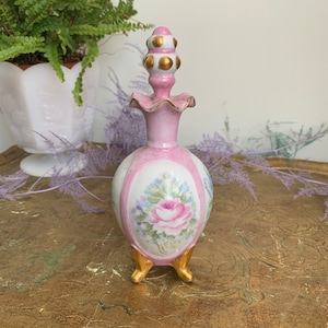 Vintage Hand Painted Pink Perfume Bottle