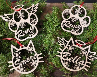 Personalized Pet Memorial Ornament: Custom Dog Paw/Cat Face Rearview Mirror charm