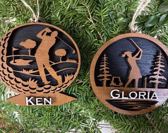 Personalized 3D Golf Ornament: Hand-Painted Wood