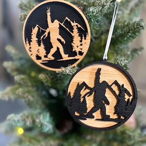 Bigfoot Sasquatch Wood Ornament, Holiday Gifts, Family Ornament, Laser Cut