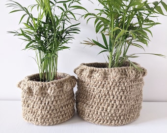 Handmade boho plant basket/cosy, jute plant basket/cosy
