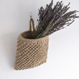 Handmade rustic wall basket, jute basket, indoor basket