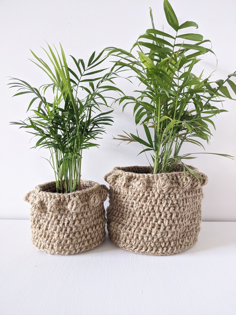 Handmade boho plant basket/cosy, jute plant basket/cosy image 1