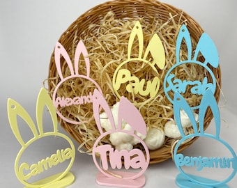 Gepersonaliseerde 3D-geprinte paasdecoratie met konijnenoren | Paascadeau | Paasversiering met naam | Pasen | Paasversiering | Paasnest | Paasmand