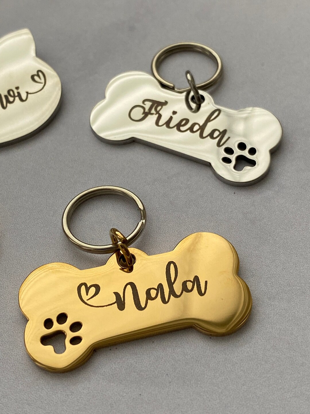 Engraved Dog Bones for Dog Collars, Personalized Dog Nameplates, Name ... - Hand Engraved Personalized Pets Nameplates