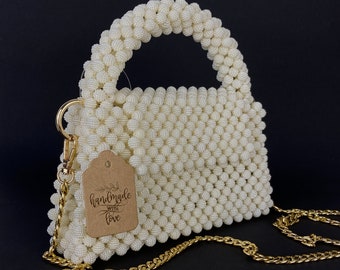 Perlentasche Acryl Perlen Hochzeit Braut Accessoires Geschenk Geburtstag Abendtasche Brauttasche