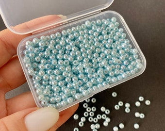 500 pcs. Acrylic Beads 4 mm Light Blue Handmade Necklace Bracelet