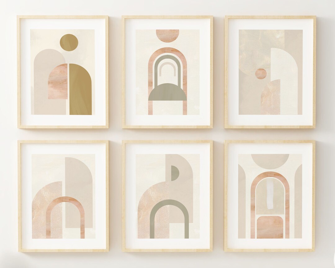 Boho Art Prints - Neutral Wall Art - Set of 6 - Midcentury Modern ...