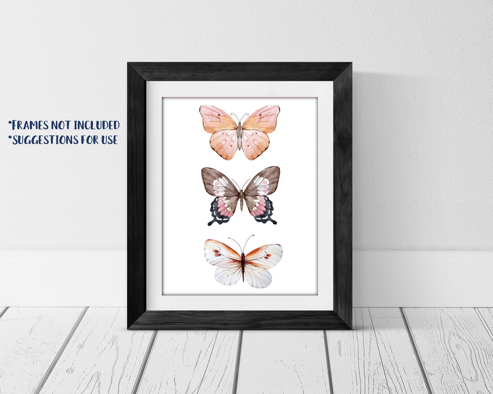 Butterfly Wall Art Pink Butterflies Room Decor Watercolor Etsy