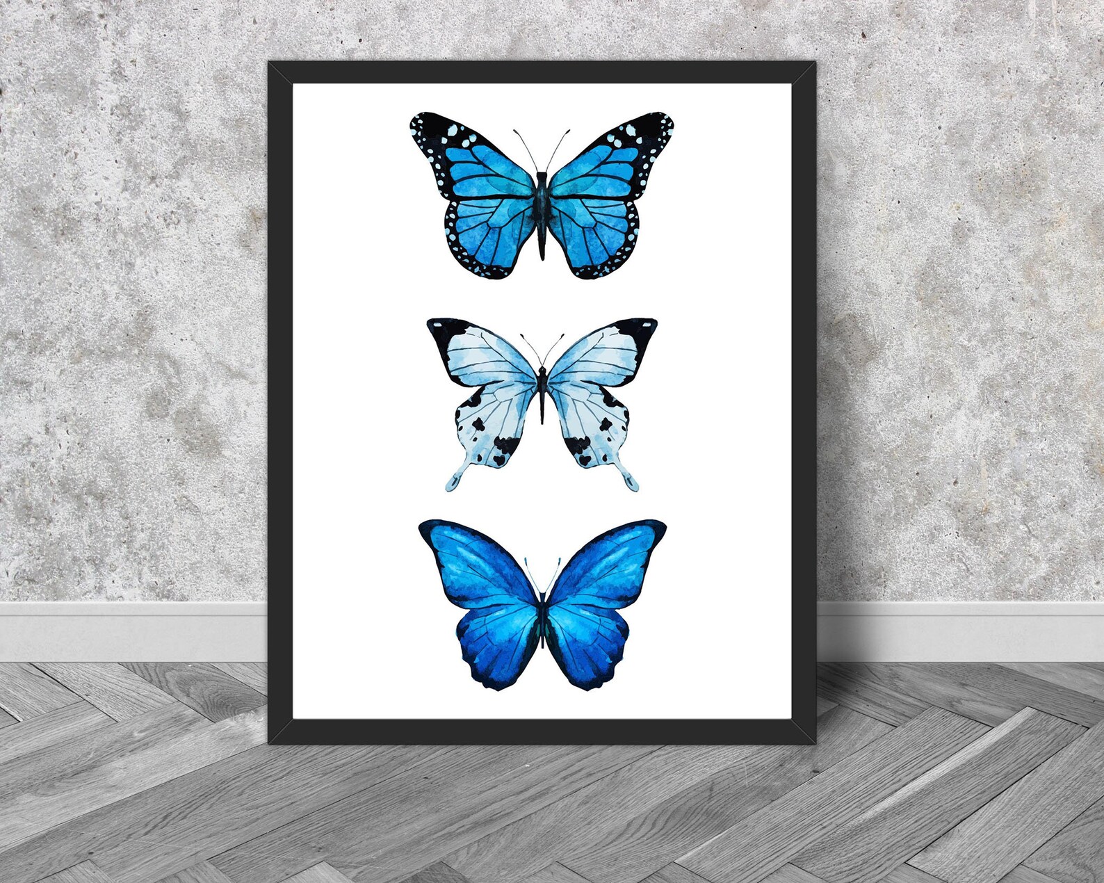 Butterfly Wall Art Blue Butterflies Room Decor Watercolor - Etsy