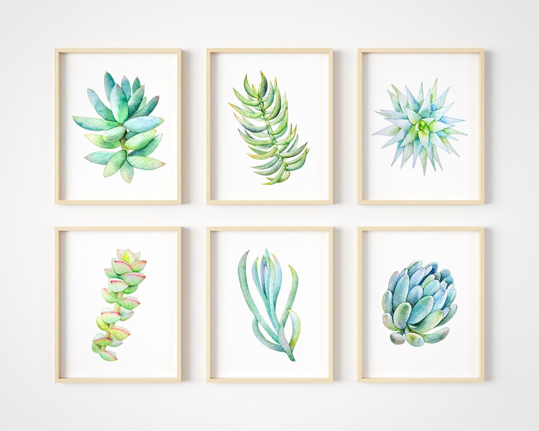 Succulent Wall Art - Boho Wall Art - Cactus Wall Decor - Watercolor ...
