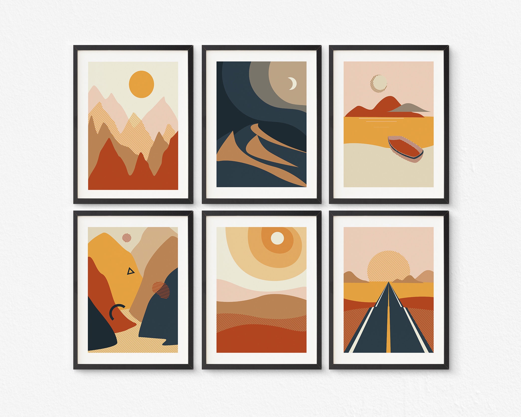 Abstract Minimalist Landscape Wall Art Prints Set of 6 Etsy
