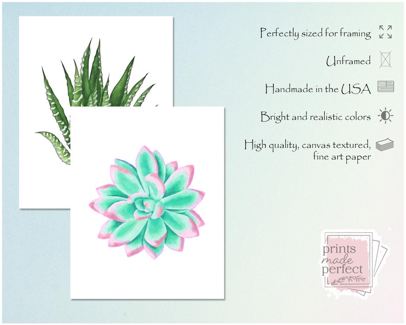 Succulent Wall Art - Boho Wall Art - Cactus Wall Decor - Watercolor ...
