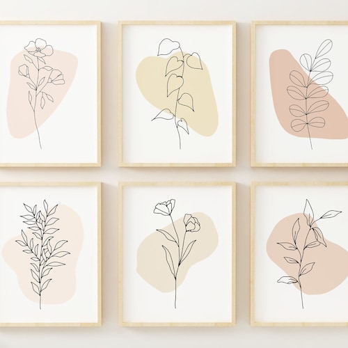 Line Art Minimalist Decor Floral Abstract Prints Earth Etsy