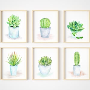 Cactus Wall Art - Set of 6 - Botanical Wall Art Prints - Boho Wall Decor - Plant Pictures - Succulent Plant Poster - Cacti Art - Unframed