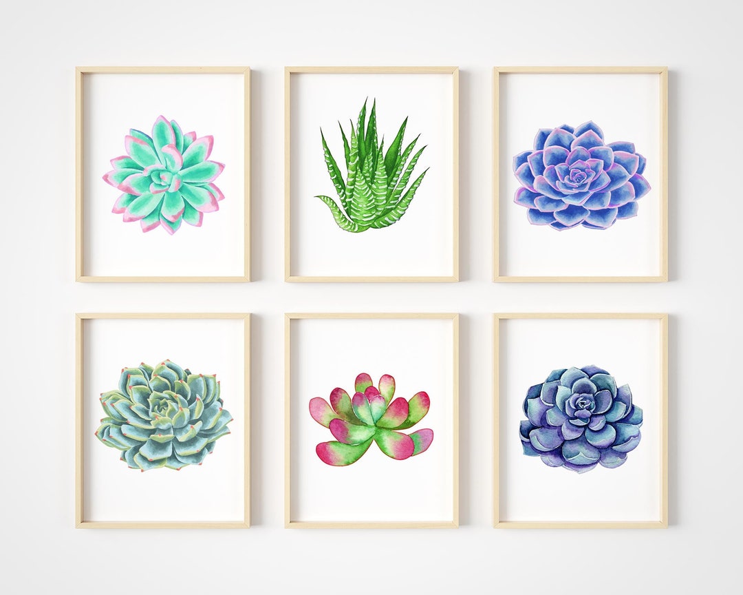Succulent Wall Art - Boho Wall Art - Cactus Wall Decor - Watercolor ...