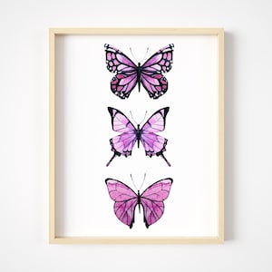 Butterfly Wall Art - Purple Butterflies Room Decor - Watercolor Art Print - 11x14 – Unframed Poster Picture Artwork