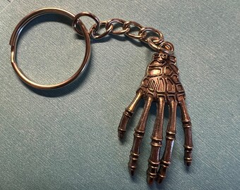 Silver Skeleton Hand Keychain
