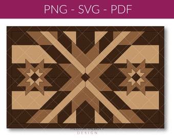 wood mosaic sign SVG, laser farmhouse sign template,  DIY barn quilt laser cut files for sign, Glowforge wood star cutouts instant download