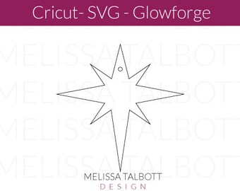 North Star SVG ornement laser prêt étiquettes cadeaux de Noël, fichiers découpés au laser DIY pour la décoration intérieure, Glowforge téléchargement instantané star design