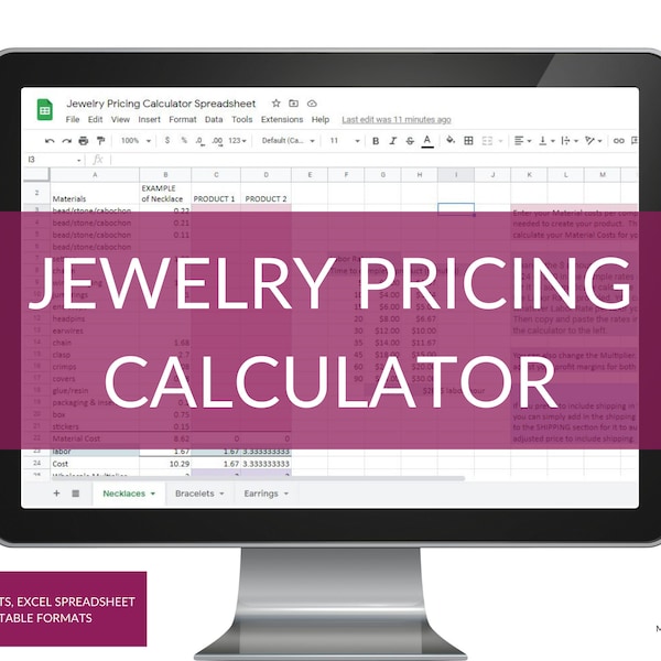 Jewelry Pricing Excel - Etsy