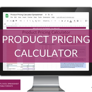 Product Pricing Calculator for Google Sheets spreadsheet, Excel compatible listing pricing spreadsheet, Etsy seller tools time saver