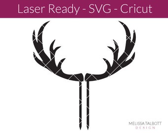 antler SVG cake topper, laser birthday party template,  DIY laser cut files for baby shower decorations, wedding Glowforge instant download