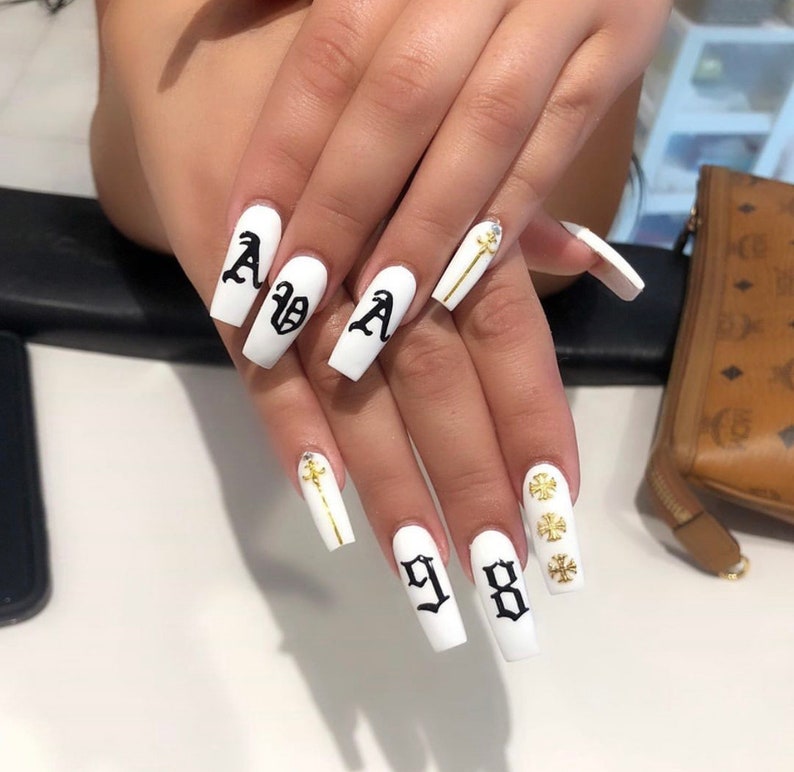 Nail Stickers Decals Butterfly Butterflies Old English Letters Etsy