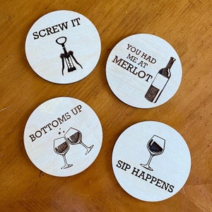 Lustige Wein Untersetzer Set