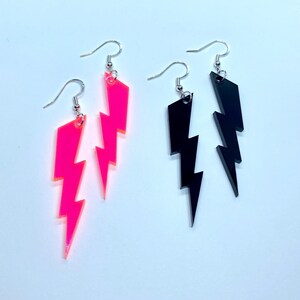 Black or Hot Pink Lightning Bolt Earrings