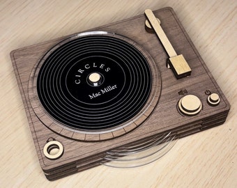 Custom Vinyl Record Player Coaster Set Wooden Customized Music Lover Gift