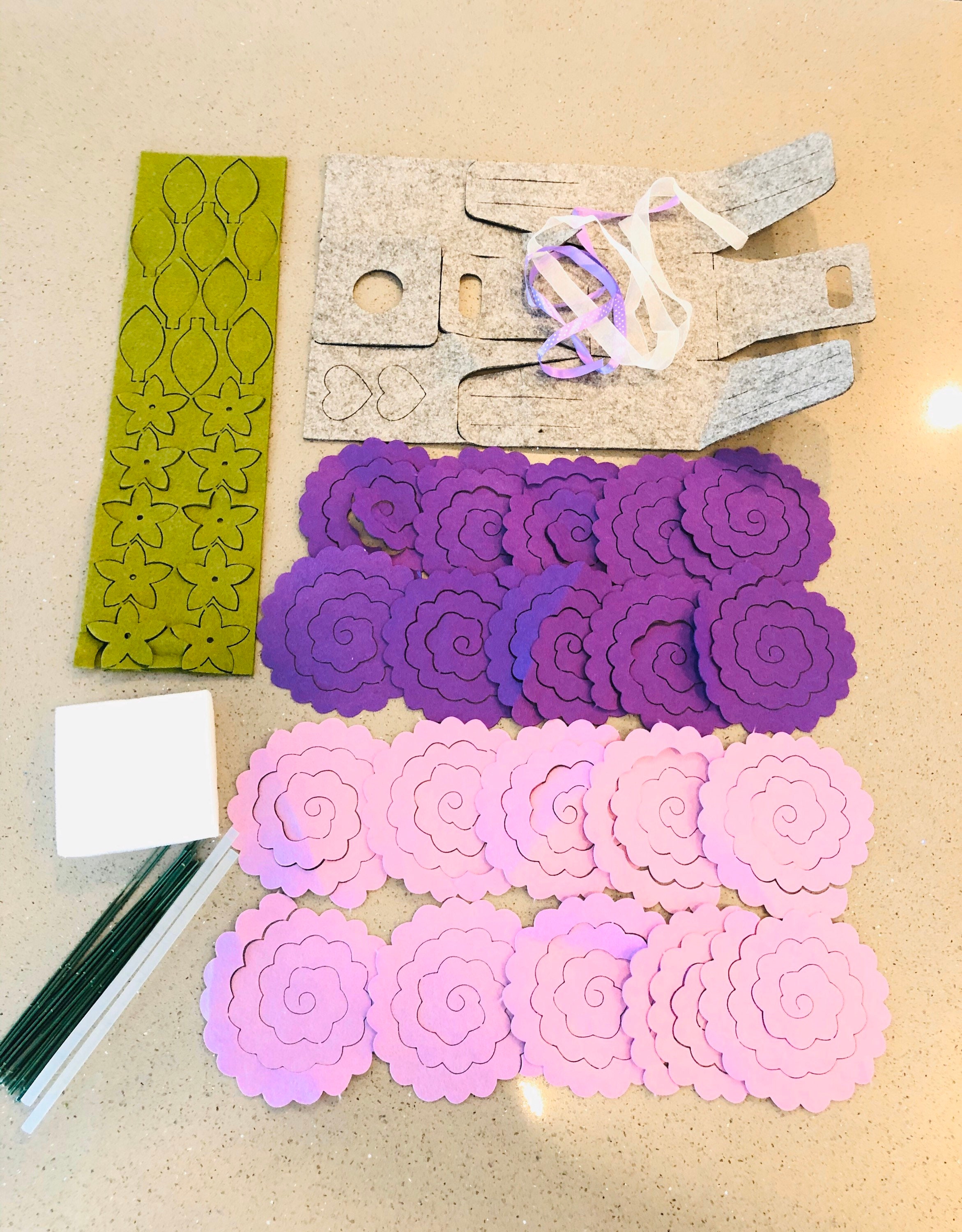 Felt Flower Bouquet DIY Kit Assorted Purple Roses Etsy UK