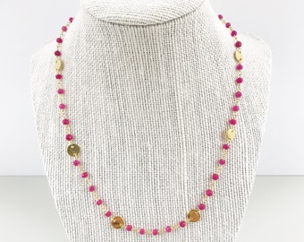 Ruby and Gold Disc Necklace