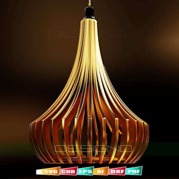 Handcrafted Wood Pendant Light | Laser Cut Lamp Design | Digital Download Files