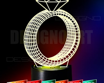 3d illusion lamp svg | New Night Light acrylic files | Diamond Ring 3D Lamp Led Acrylic | Custom Led Lamp Dxf