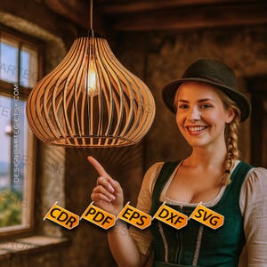 Wooden Lamp Design: Laser Cut Pendant Light SVG (Digital File)