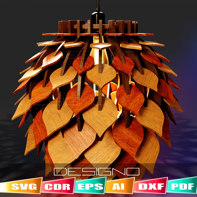 Hanging Wooden Chandelier Lamp Shade Pendant Light Template Etsy