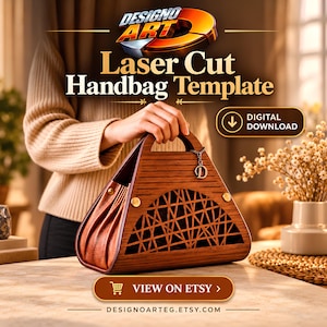 Laser Cut Handtaschen Vorlage SVG, Holz Tasche Muster (Digitaler Download)