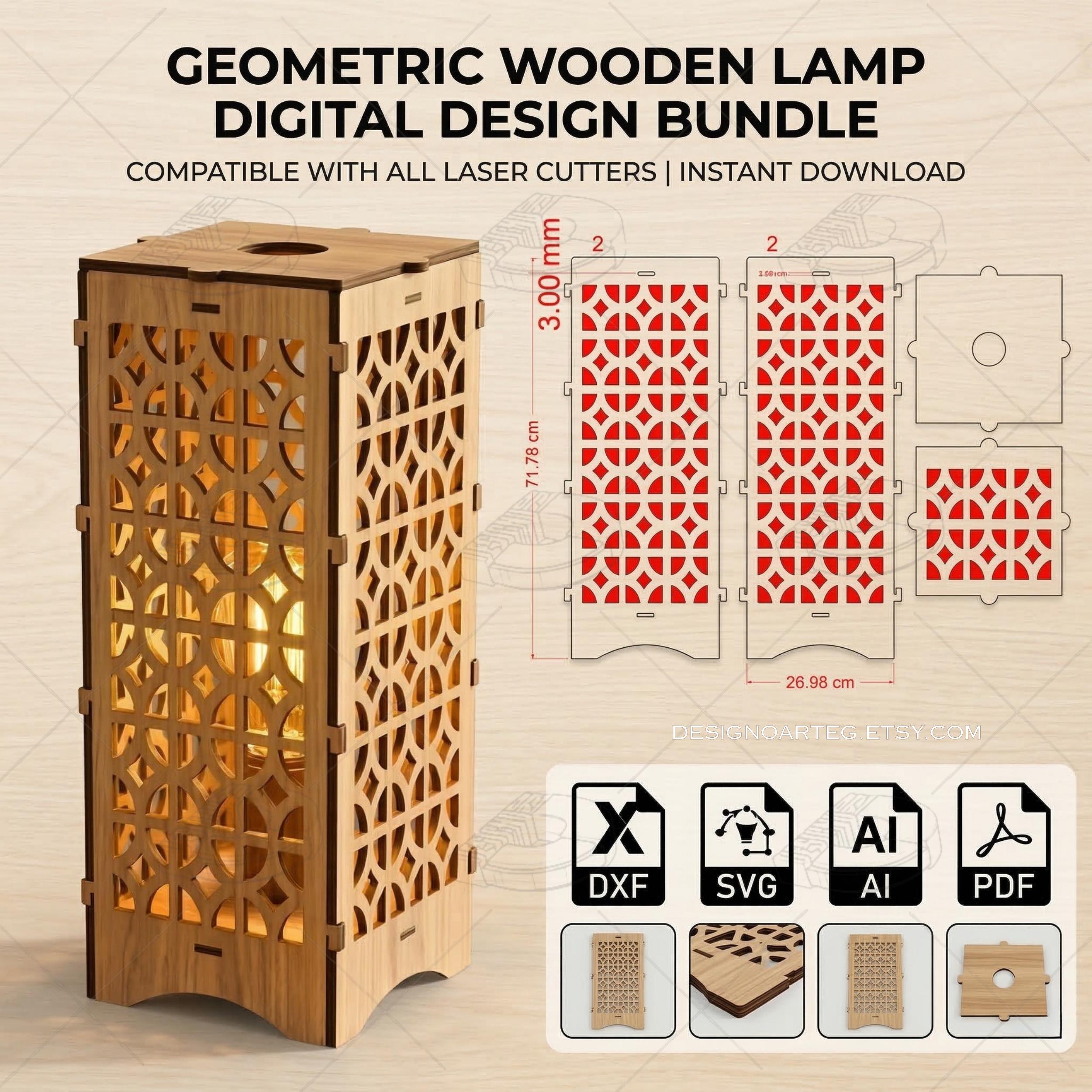 5 Table Lamp Laser Cut Files SVG DXF, Starter Bundle for 3mm Wood Lamps ...