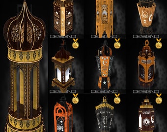 10 Ramadan Lantern Templates, Ramadan Gift, Islamitisch wanddecor, Islamitische kalma, Ramadan decoraties, Islamitische muurkunst