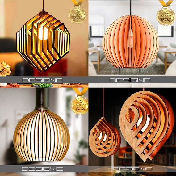 4 nature-inspired Laser-cut Wooden Lamp Design Digital 