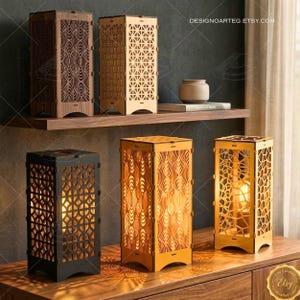5 Laser Cut Lampen Dateien SVG DXF Holzlampe 3mm Bundle Anfänger