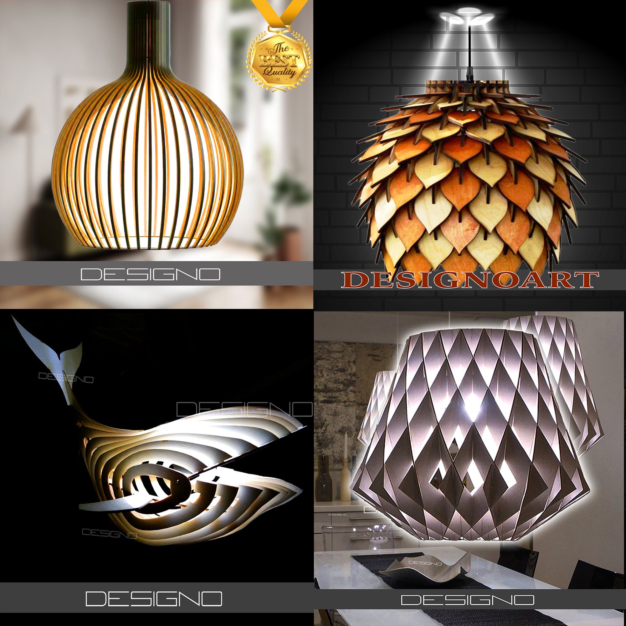 20 Wooden Lamp Design Digital File for Laser Cut and CNC Router
