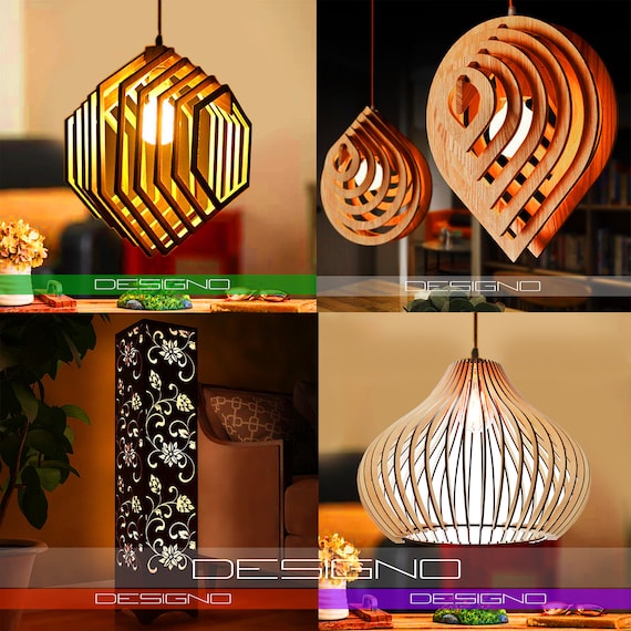 30 Wooden Lamp Design Digital File for Laser Cut and CNC Router