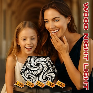 Laser Cut Hexagon Lamp SVG: Wood Night Light Files (Digital Download)