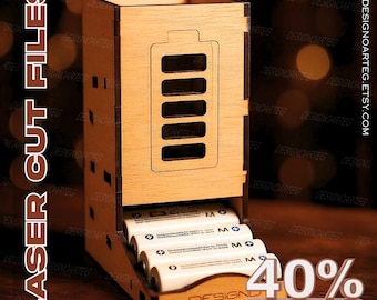 Laser Cut Battery Dispenser Box SVG DXF PDF Template