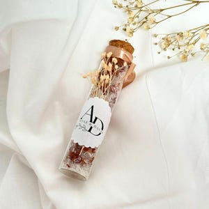 Eprouvette de sel  et fleurs séchées pour invités, tube à essai en vrac, cadeau de mariage, cadeau personnalisé, bonbonnière personnalisée,