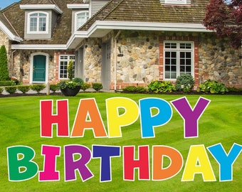 Happy Birthday Yard Signs, Outdoor Party Lawn Decorations, Big Happy Birthday Letters, Yard Card, Luckiest Guy Font