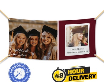 GRADUATION PHOTO BANNER - Personalized Graduation Vinyl Banners - Weather Proof Printed Outdoor Indoor Banner - Graduation Decoration Banner